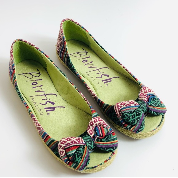 Blowfish Malibu Women’s Multicolor Peep Toe with Bow Flats  Size 7 - Picture 4 of 10